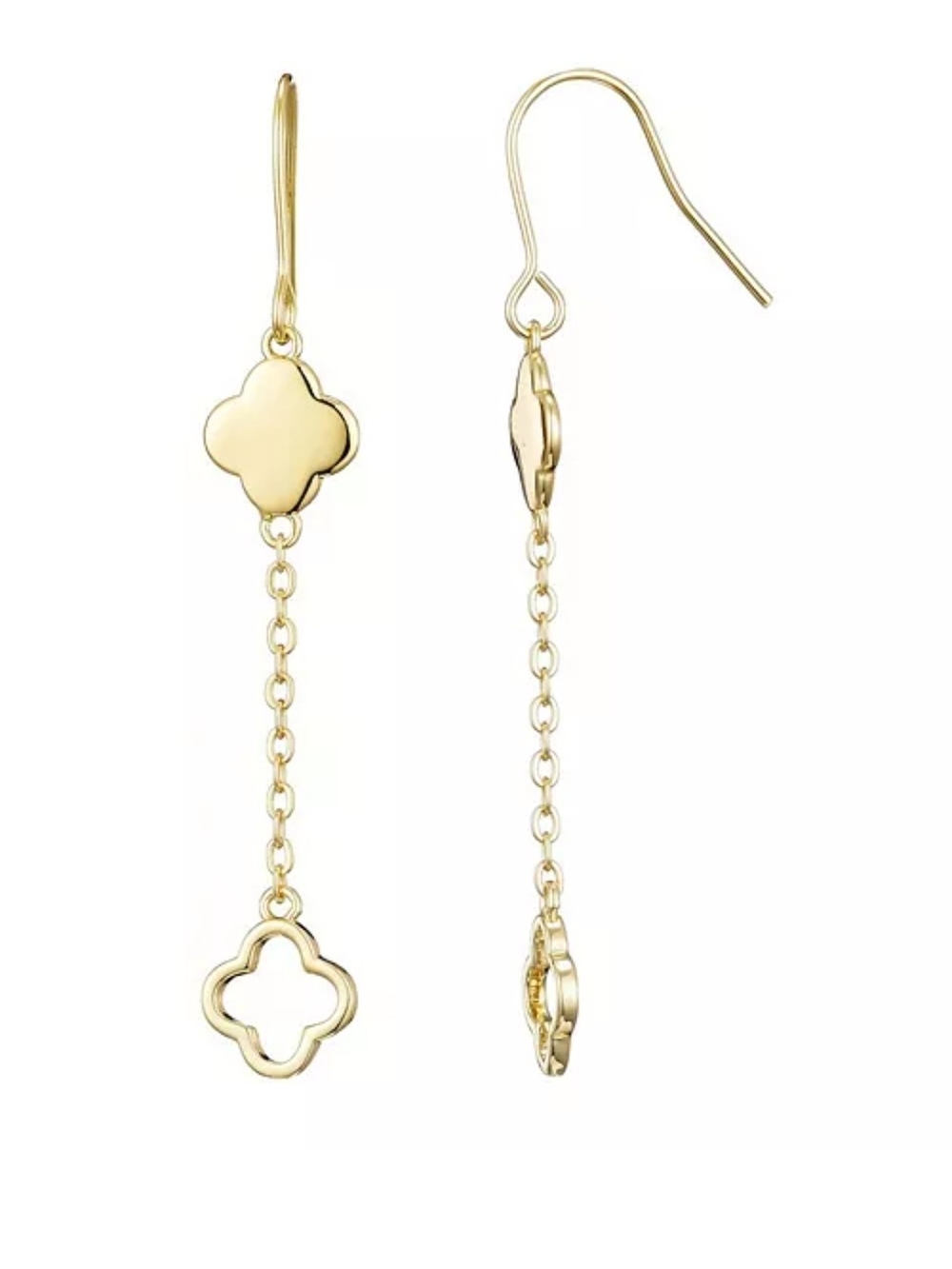 Adornia Gold Clover Drop Dangle Earrings/ BNWT